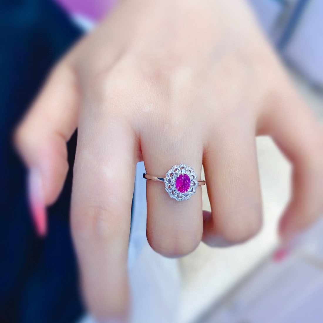 14k Gold 0.55 Ct Natural Ruby & Diamond Ring - 3