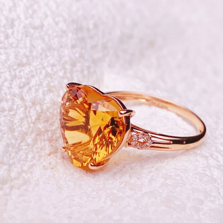 14k Gold 5.24 Ctw Natural Citrine & Diamond Ring - 3