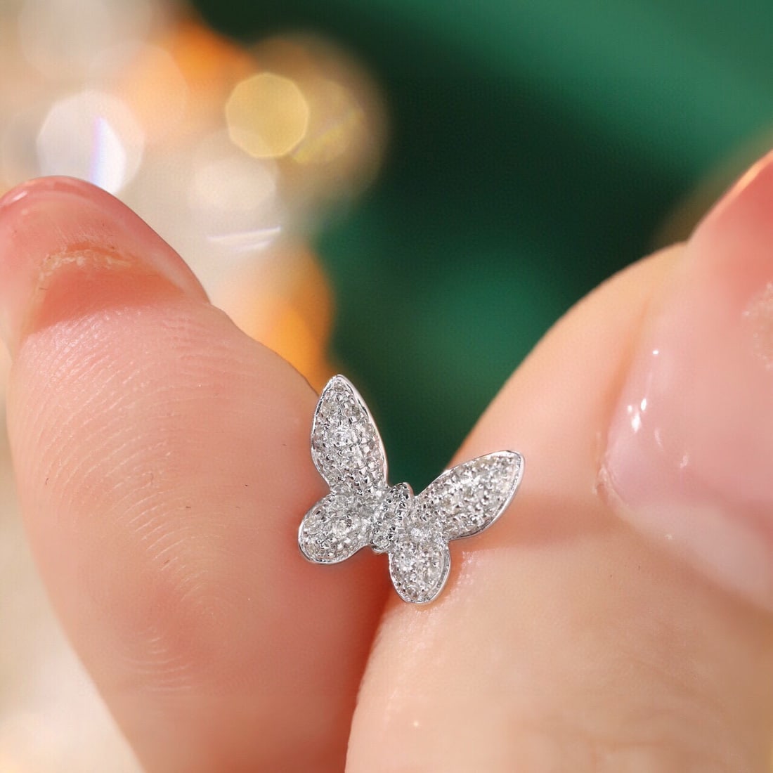 14k Gold 0.3 Ct Natural H Diamond & Butterfly Earrings - 4
