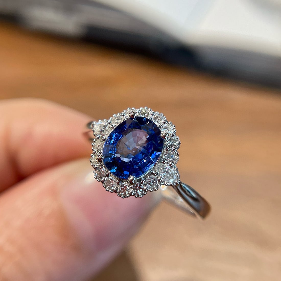 14k Gold 1.5 Ct Natural Sapphire & Diamond Ring - 2