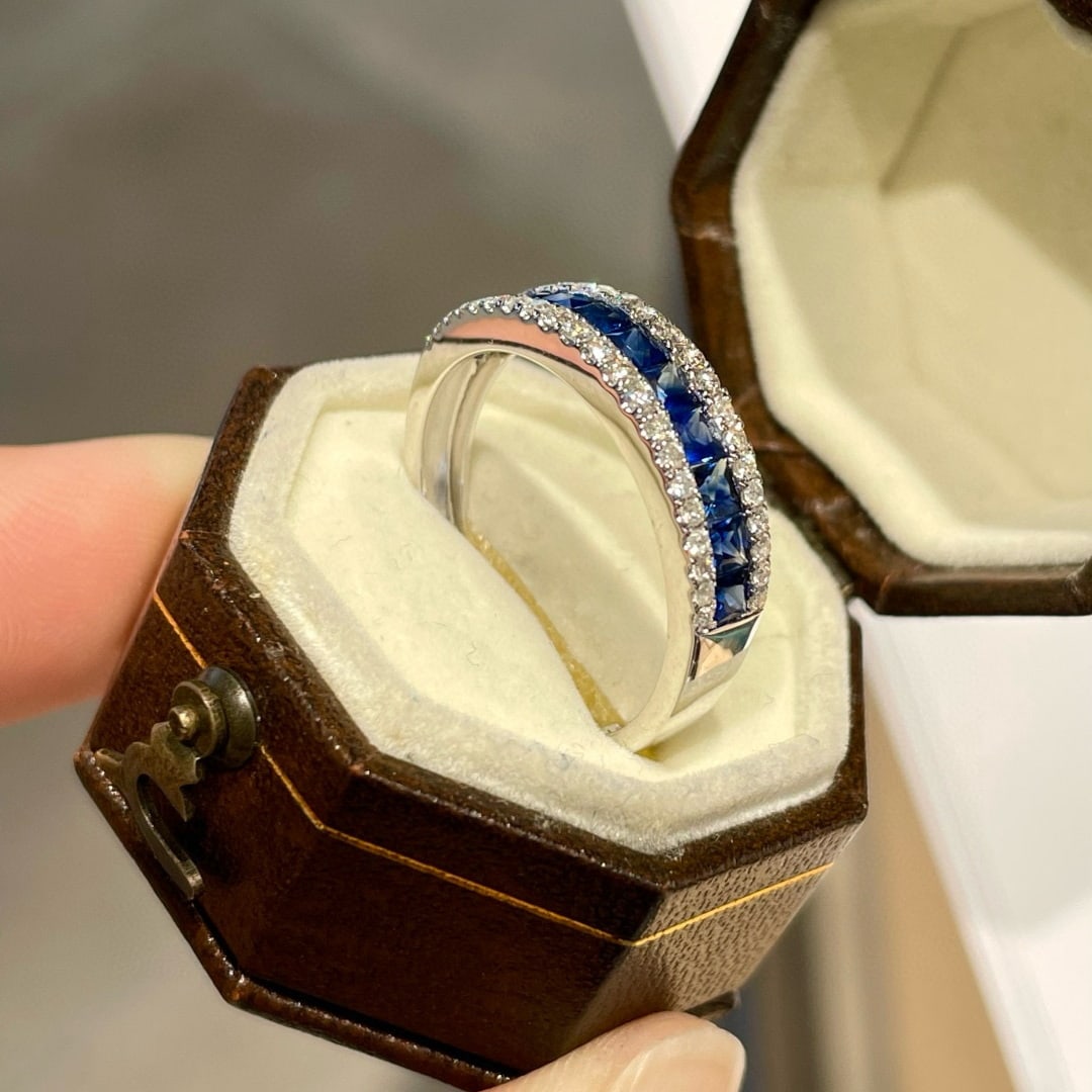 14k Gold 1 Ct Natural Sapphire & Diamond Ring - 2