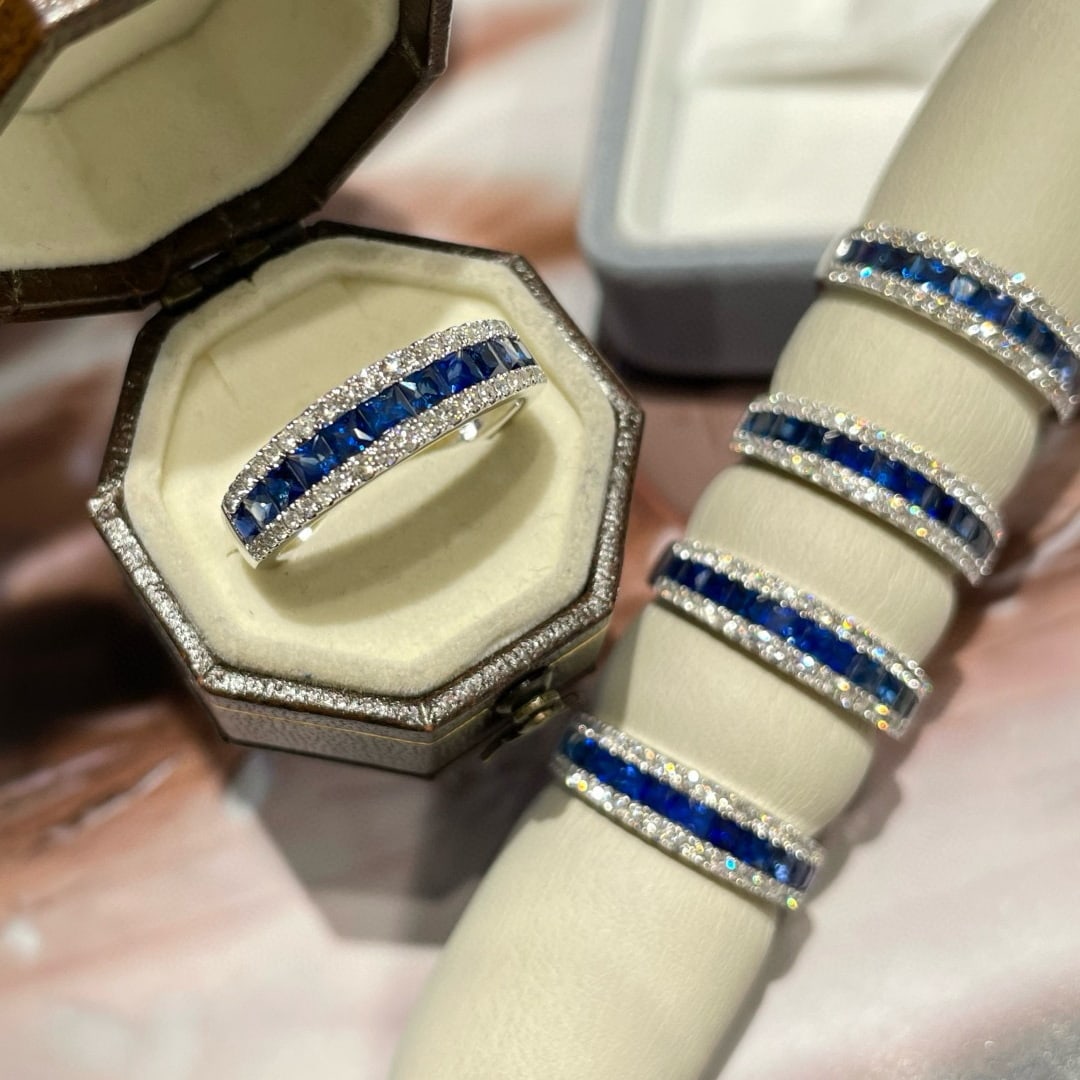 14k Gold 1 Ct Natural Sapphire & Diamond Ring - 3