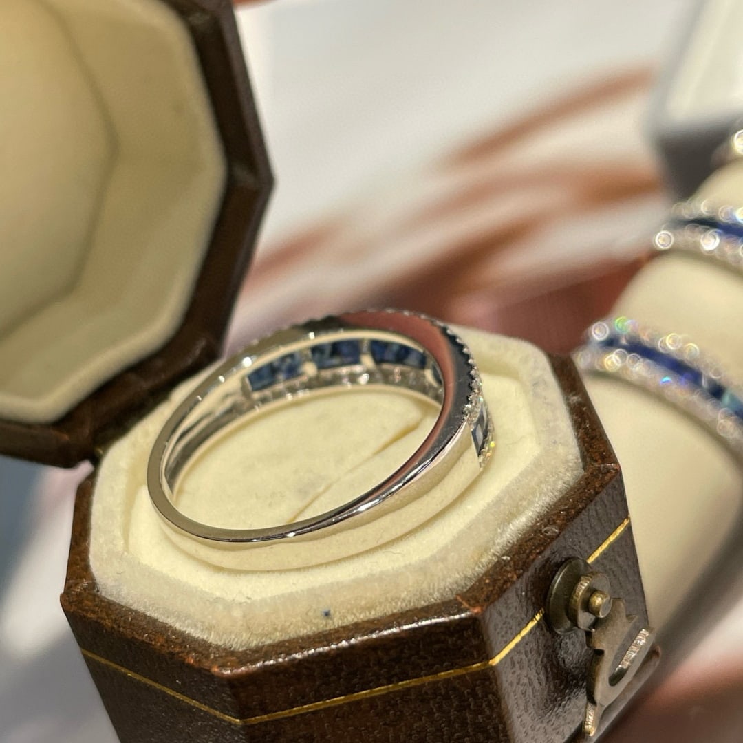 14k Gold 1 Ct Natural Sapphire & Diamond Ring - 4