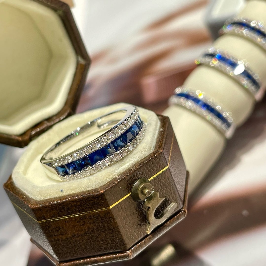 14k Gold 1 Ct Natural Sapphire & Diamond Ring - 5