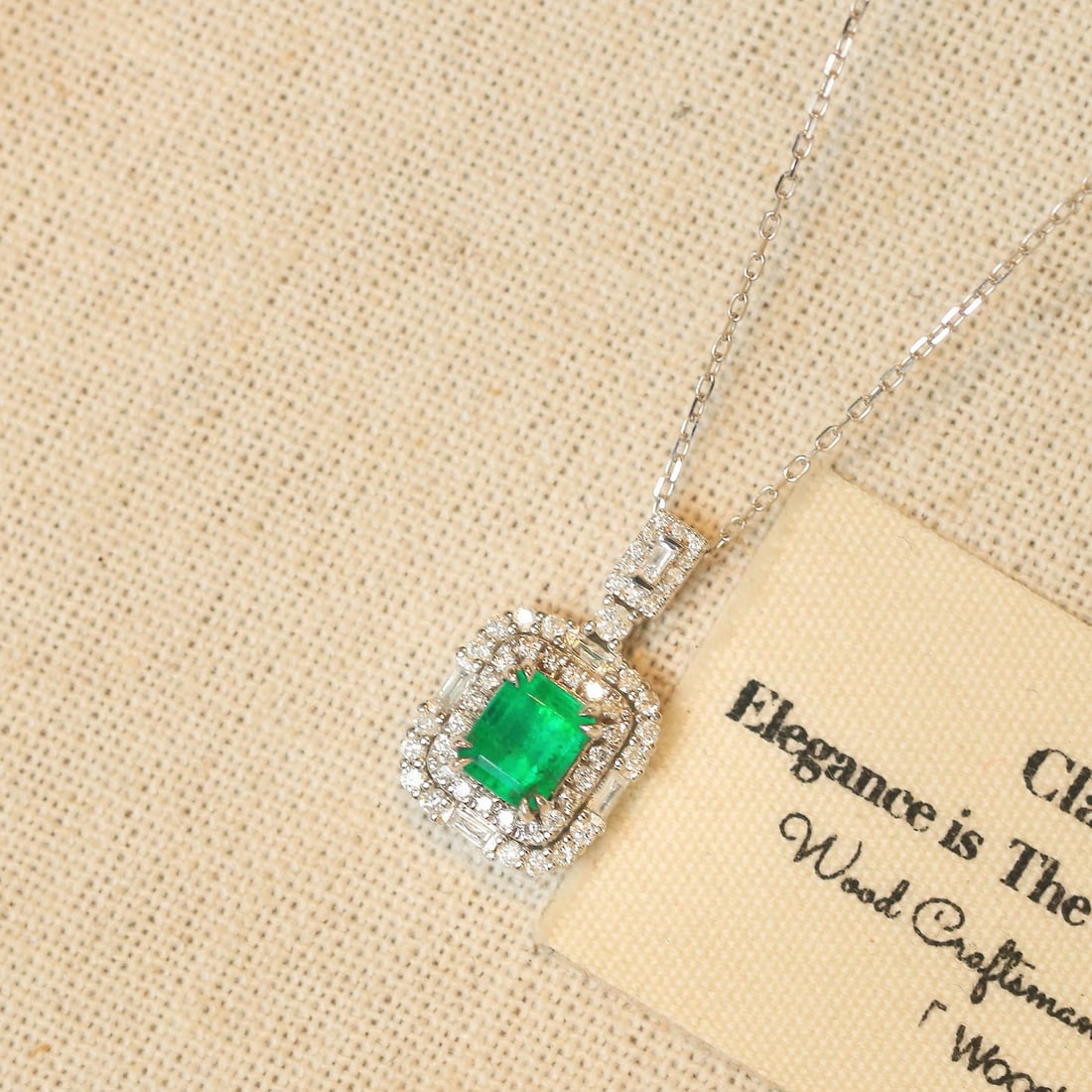 14k Gold 1.25 Ctw Vivid Green Natural Emerald & Diamond Pendant( Without Chain ) - 2