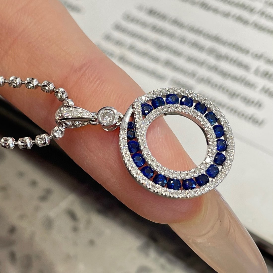 14k Gold 0.5 Ct Natural Sapphire & Diamond Pendant( Without Chain ) - 4