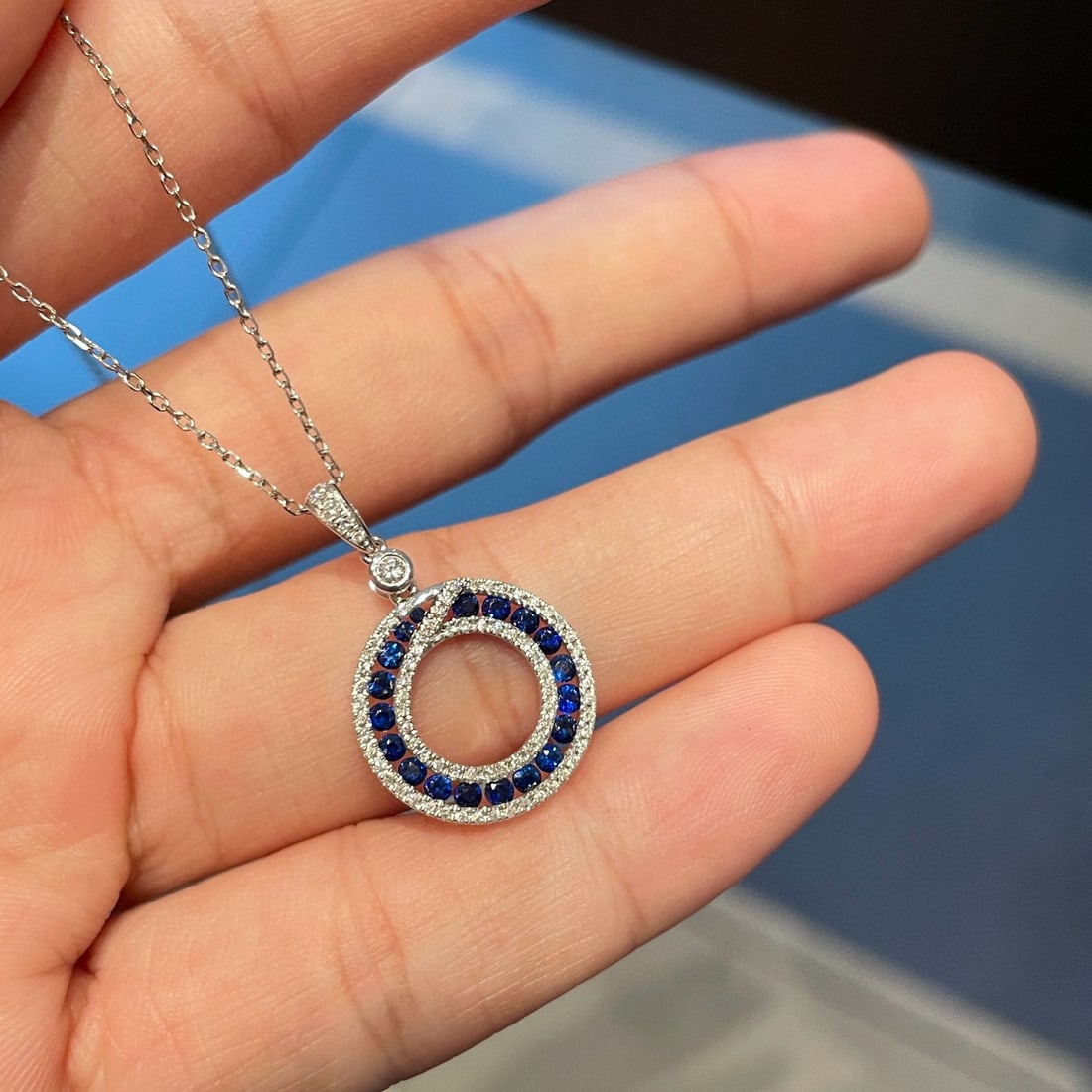 14k Gold 0.5 Ct Natural Sapphire & Diamond Pendant( Without Chain ) - 6