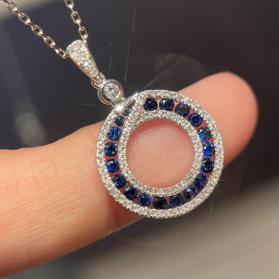 14k Gold 0.5 Ct Natural Sapphire & Diamond Pendant( Without Chain ) - 7
