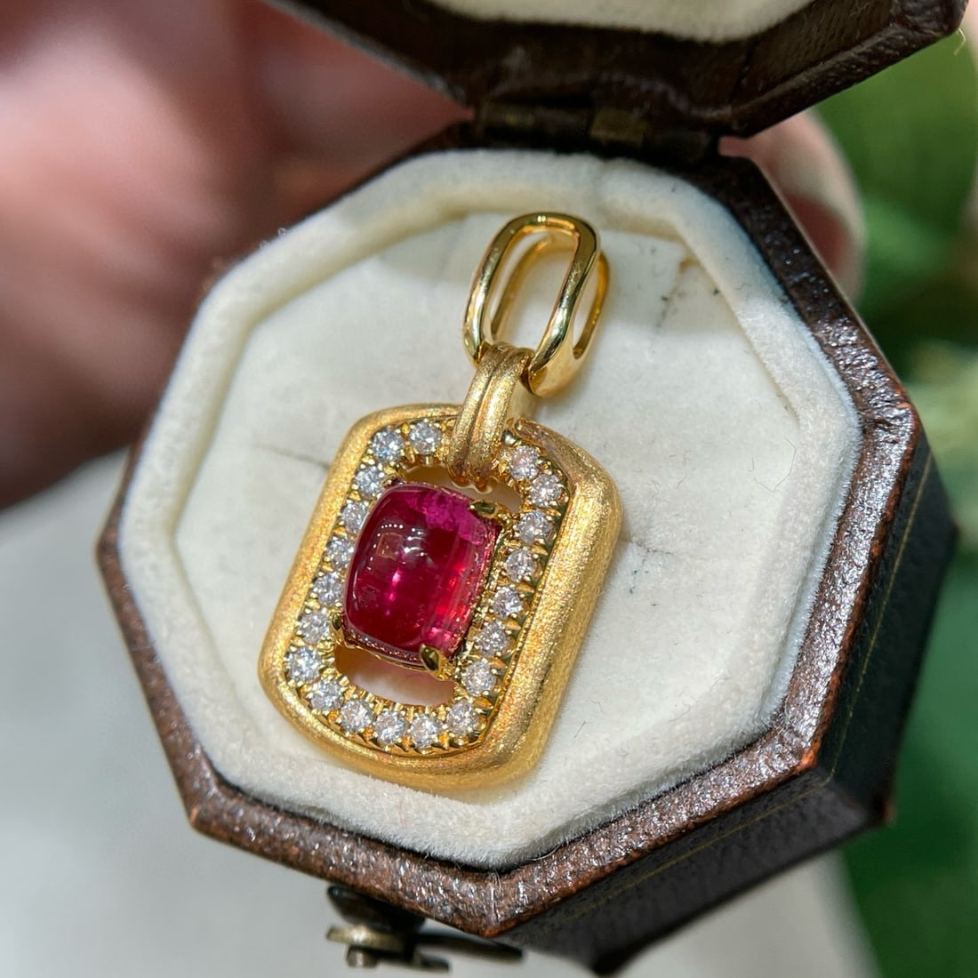 14k Gold 1 Ct Natural Tourmaline & Diamond Pendant( Without Chain ) - 4