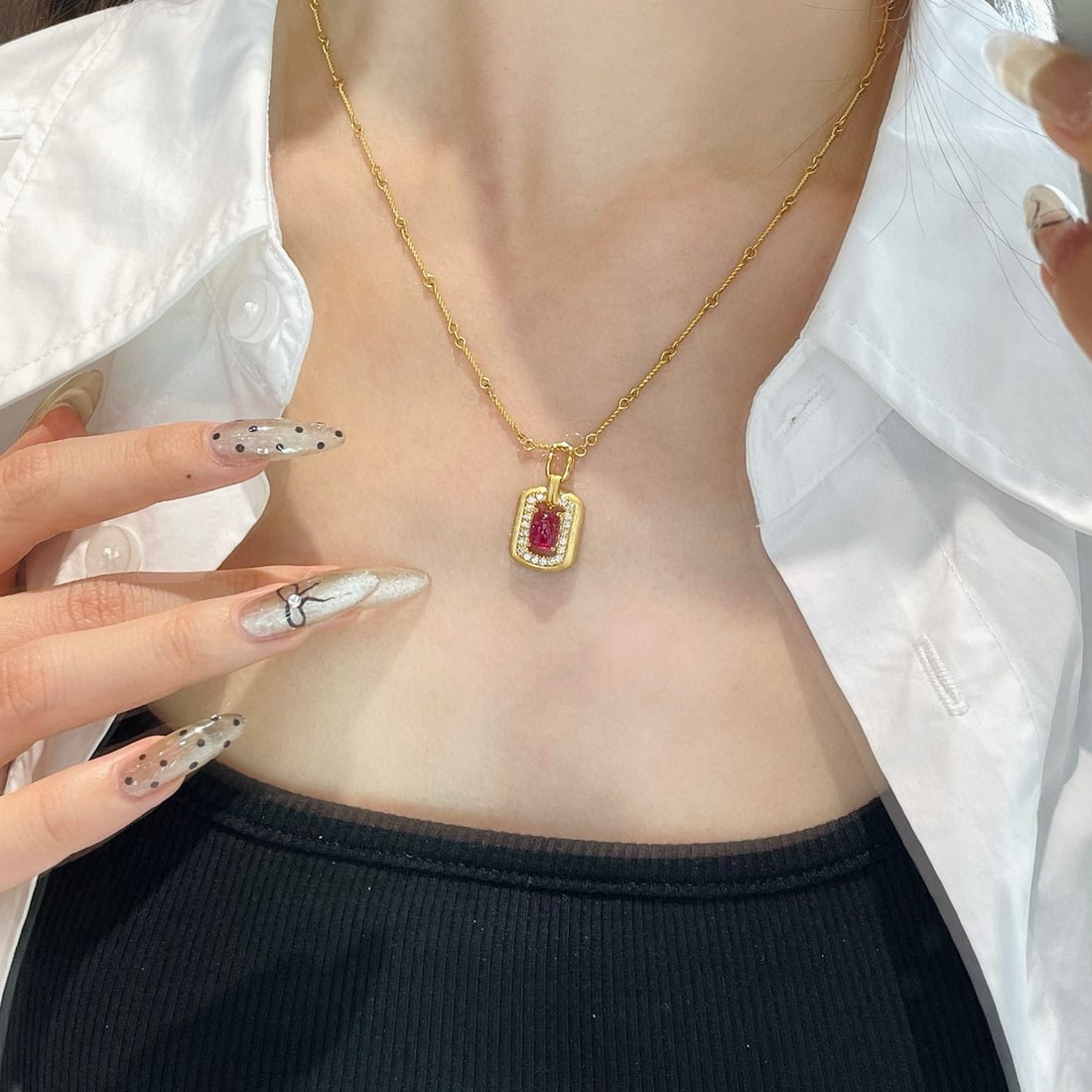 14k Gold 1 Ct Natural Tourmaline & Diamond Pendant( Without Chain ) - 5