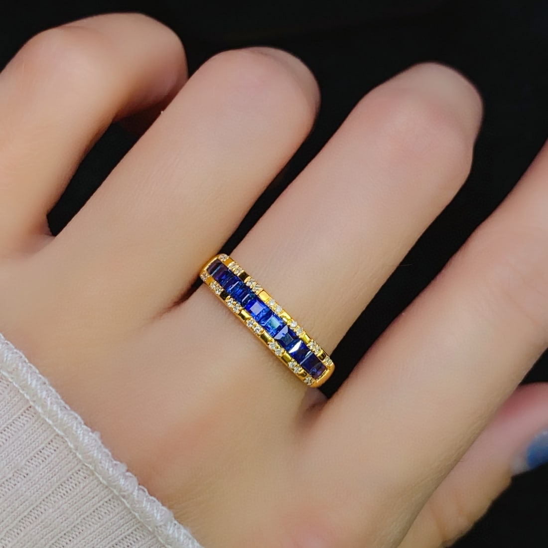 14k Gold 1 Ct Natural Sapphire & Diamond Ring - 2