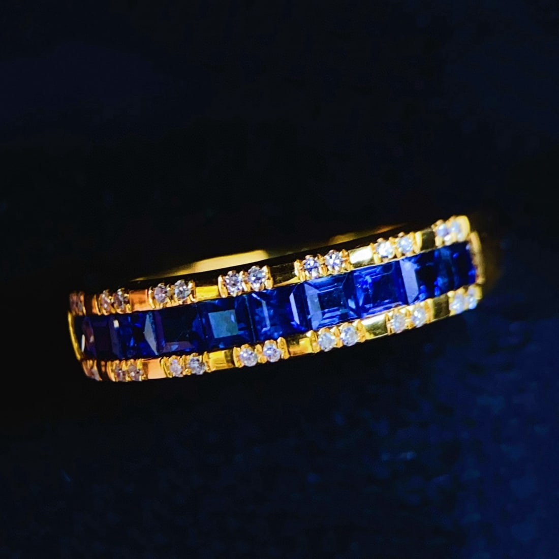 14k Gold 1 Ct Natural Sapphire & Diamond Ring - 4