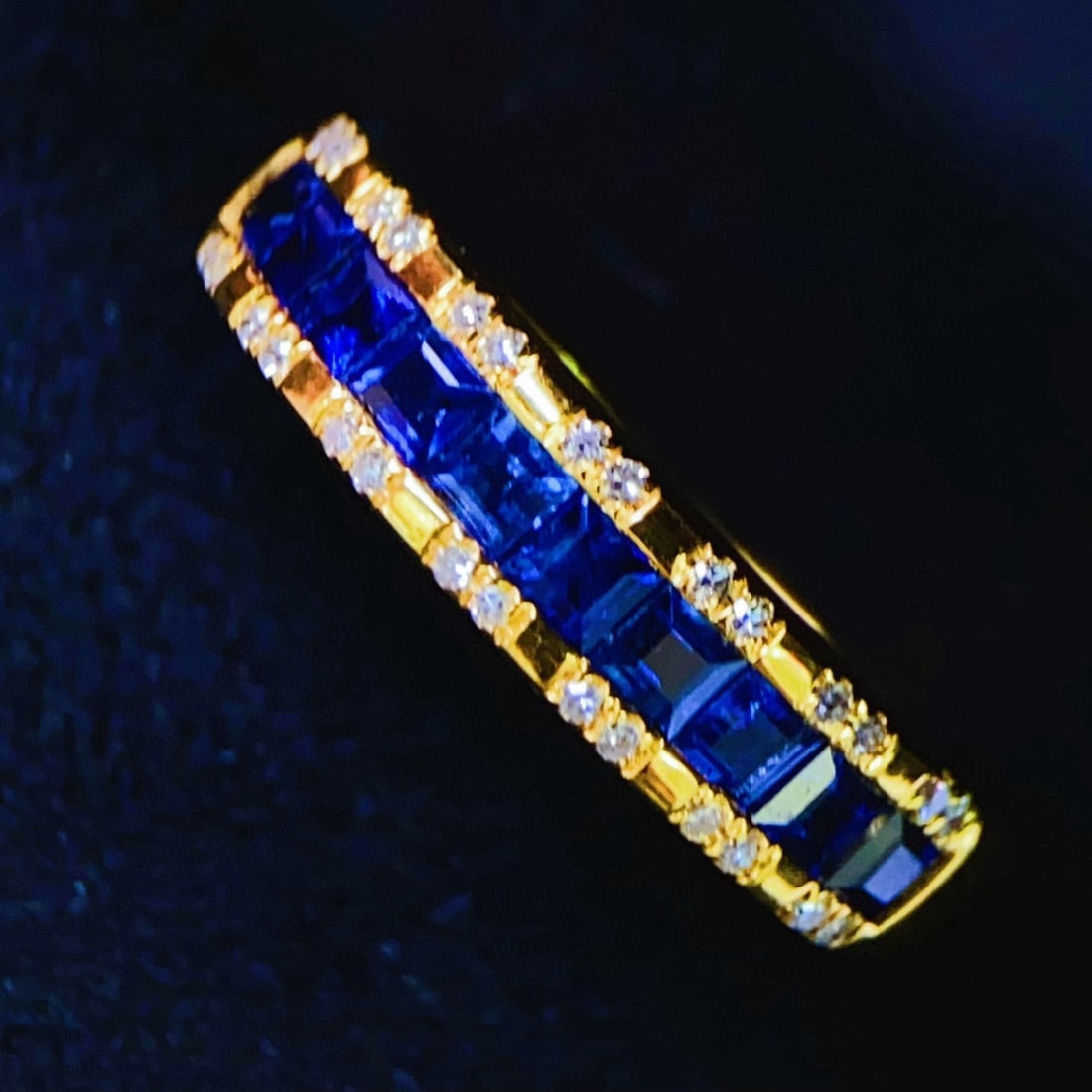 14k Gold 1 Ct Natural Sapphire & Diamond Ring - 5