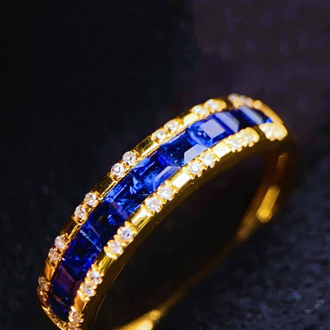 14k Gold 1 Ct Natural Sapphire & Diamond Ring - 6