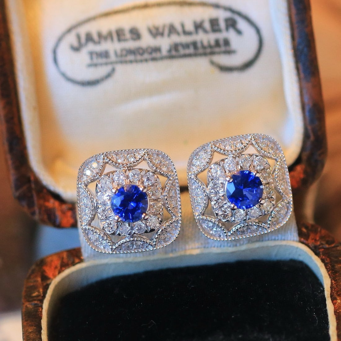 14k Gold 1.43 Ctw Natural Sapphire & Diamond Earrings - 2
