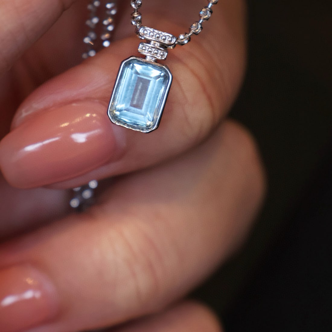 14k Gold 1.4 Ct Natural Aquamarine Pendant( Without Chain ) - 2