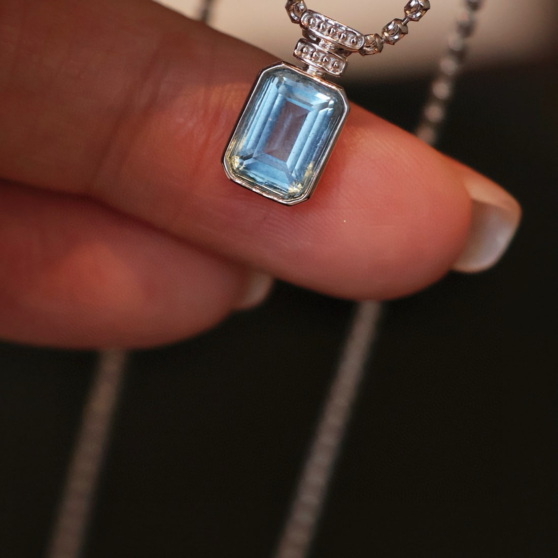 14k Gold 1.4 Ct Natural Aquamarine Pendant( Without Chain ) - 5