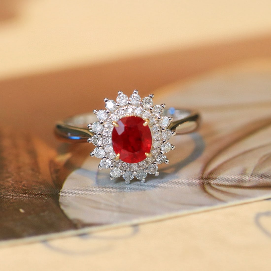 14k Gold 1.14 Ctw Natural Ruby & Diamond Ring - 7
