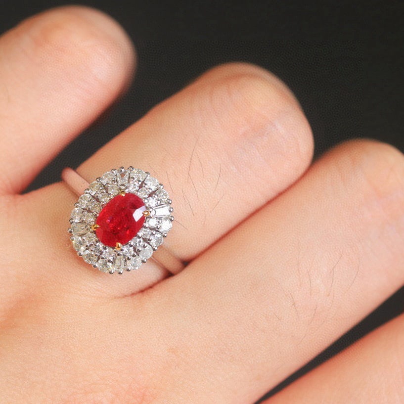 14k Gold 1.72 Ctw Natural Ruby & Diamond Ring - 7
