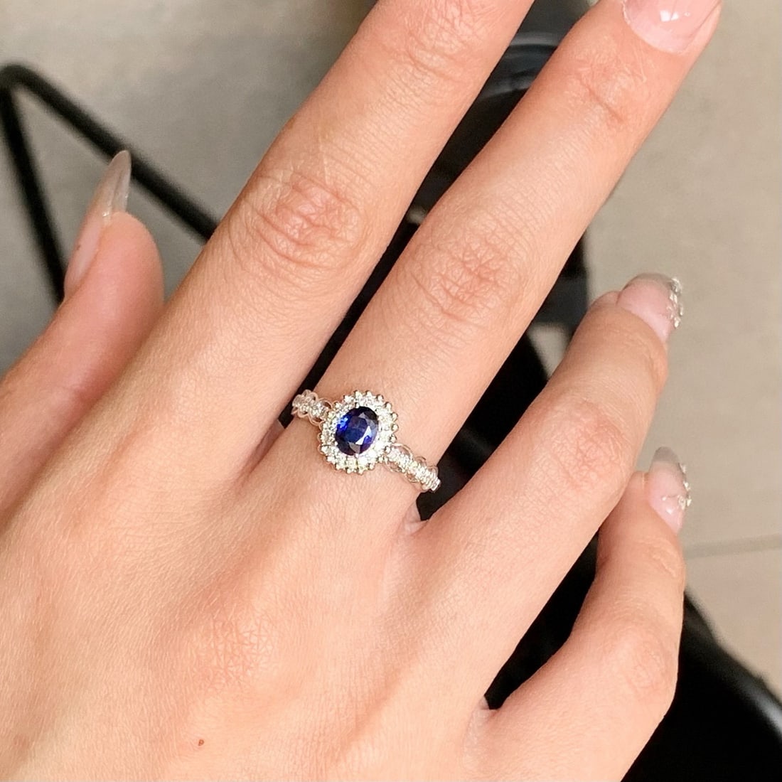 14k Gold 0.76 Ctw Natural Sapphire & Diamond Ring - 5