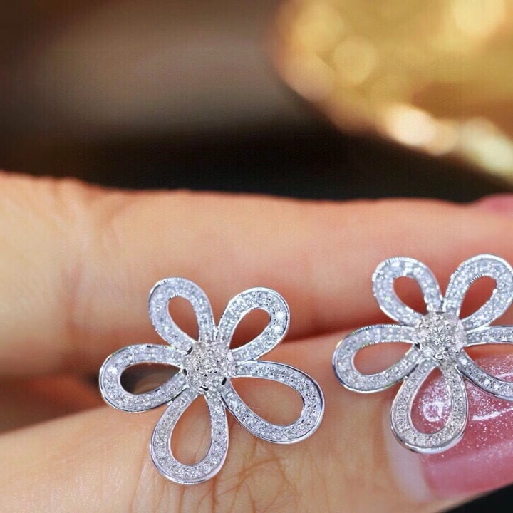 14k Gold 0.60 Ct Natural H Diamond Earrings - 5
