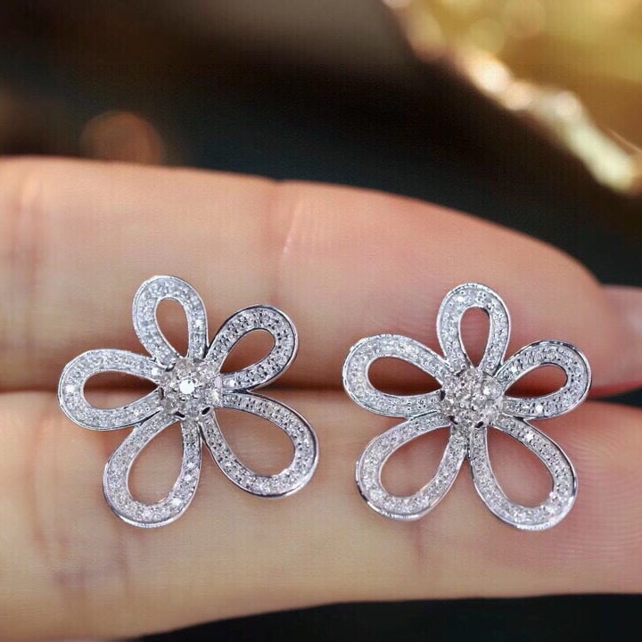 14k Gold 0.60 Ct Natural H Diamond Earrings - 6
