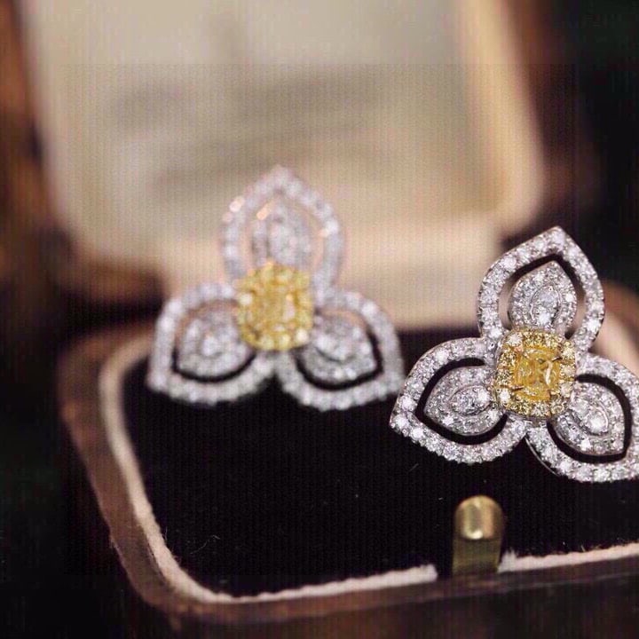 14k Gold 1.00 Ct Natural Color Diamond Earrings - 3