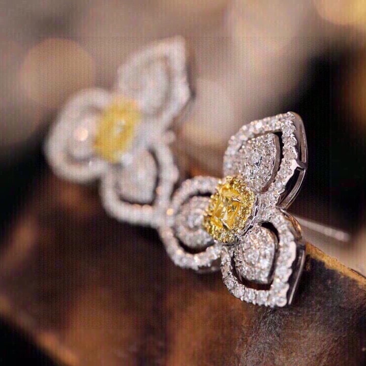 14k Gold 1.00 Ct Natural Color Diamond Earrings - 4