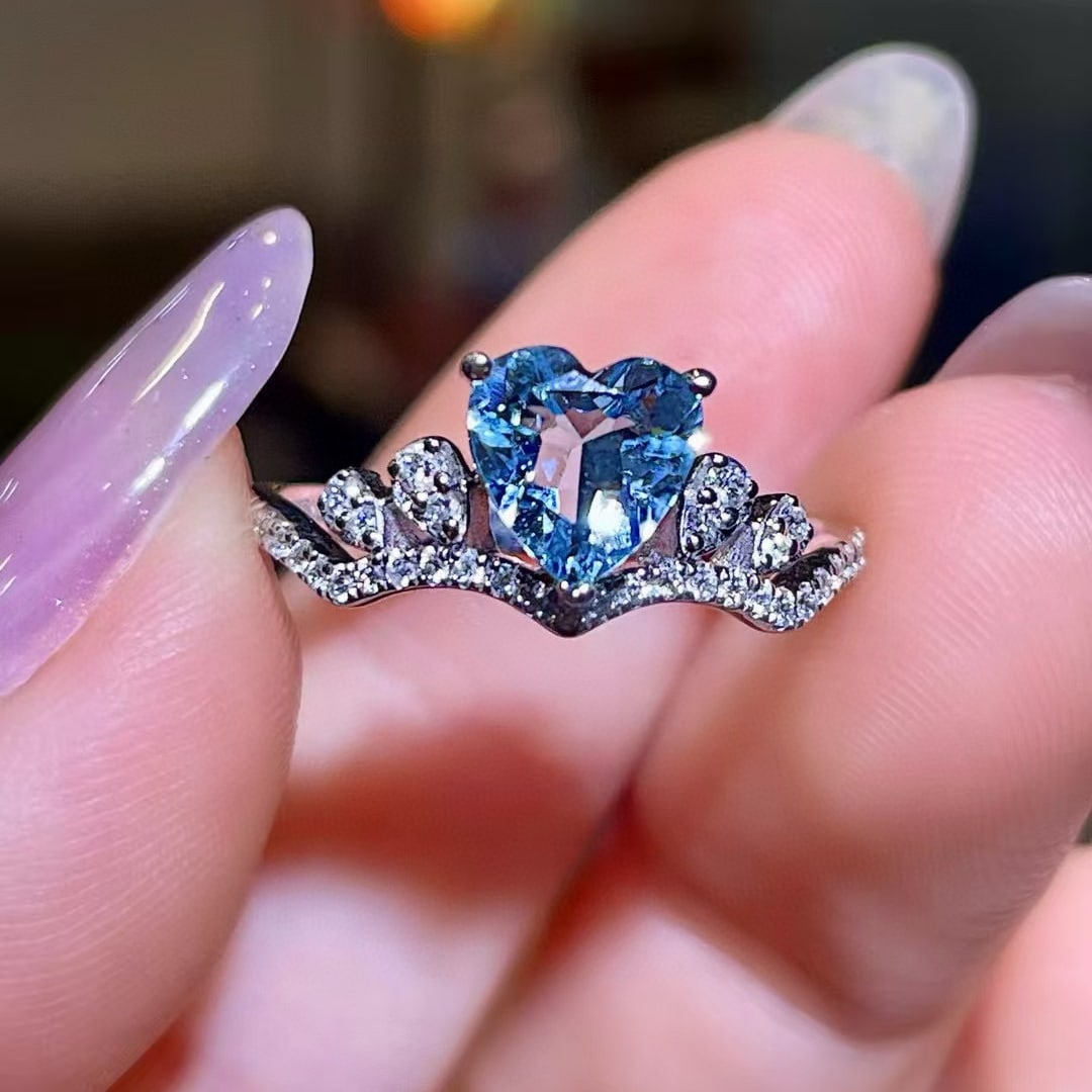 14k Gold 1.07 Ctw Natural Aquamarine & Diamond Ring - 2