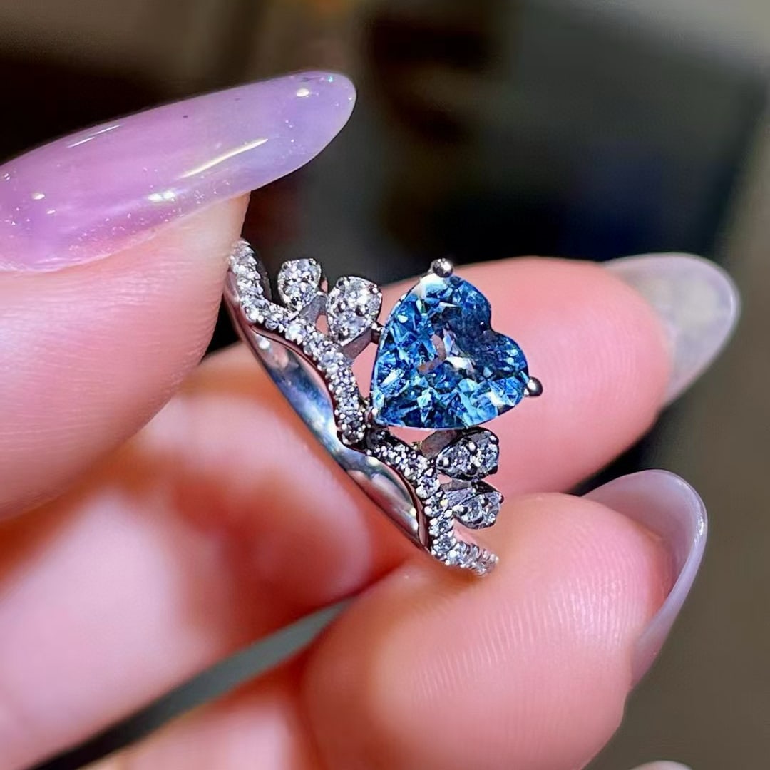 14k Gold 1.07 Ctw Natural Aquamarine & Diamond Ring - 4