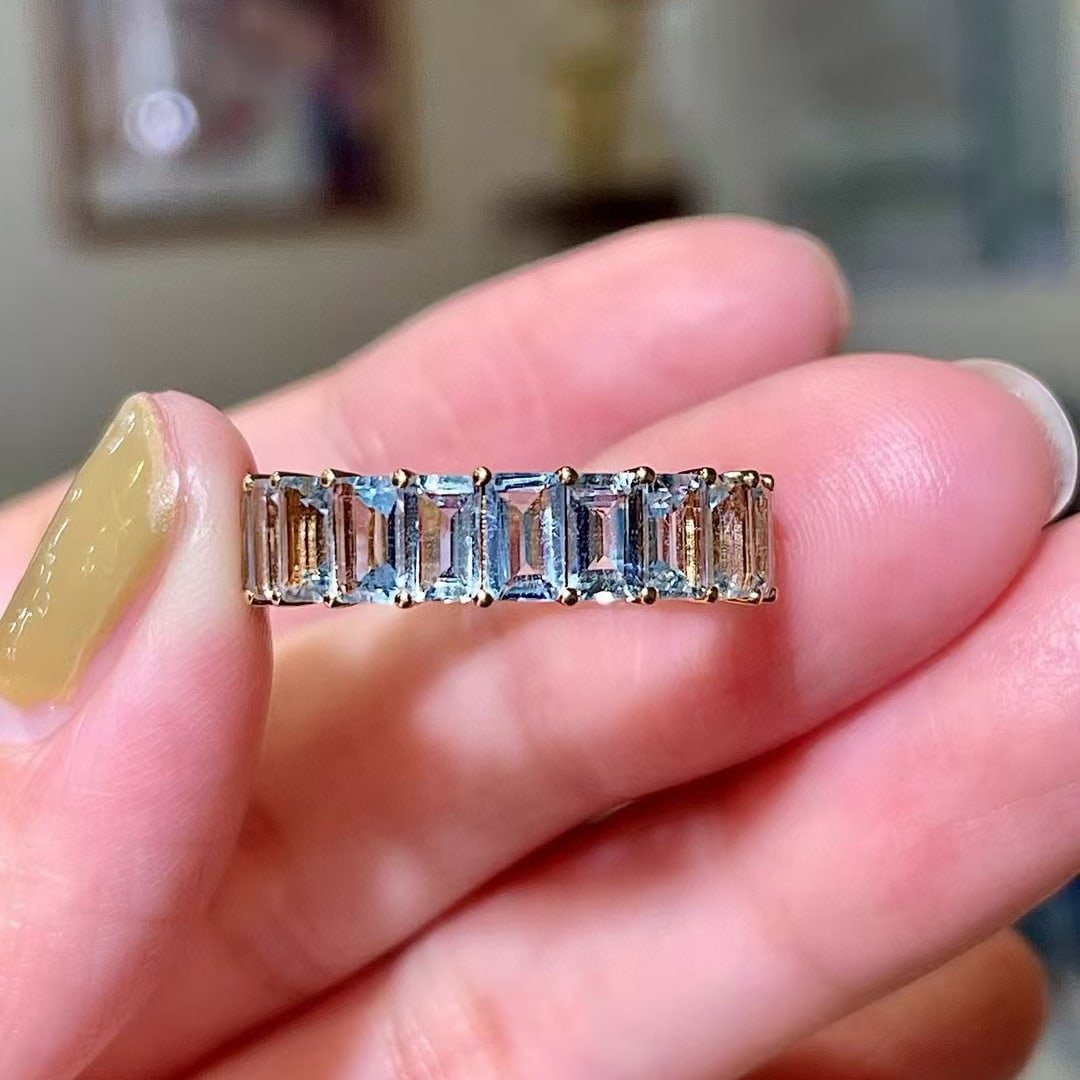 14k Gold 5.45 Ct Natural Aquamarine Ring - 2