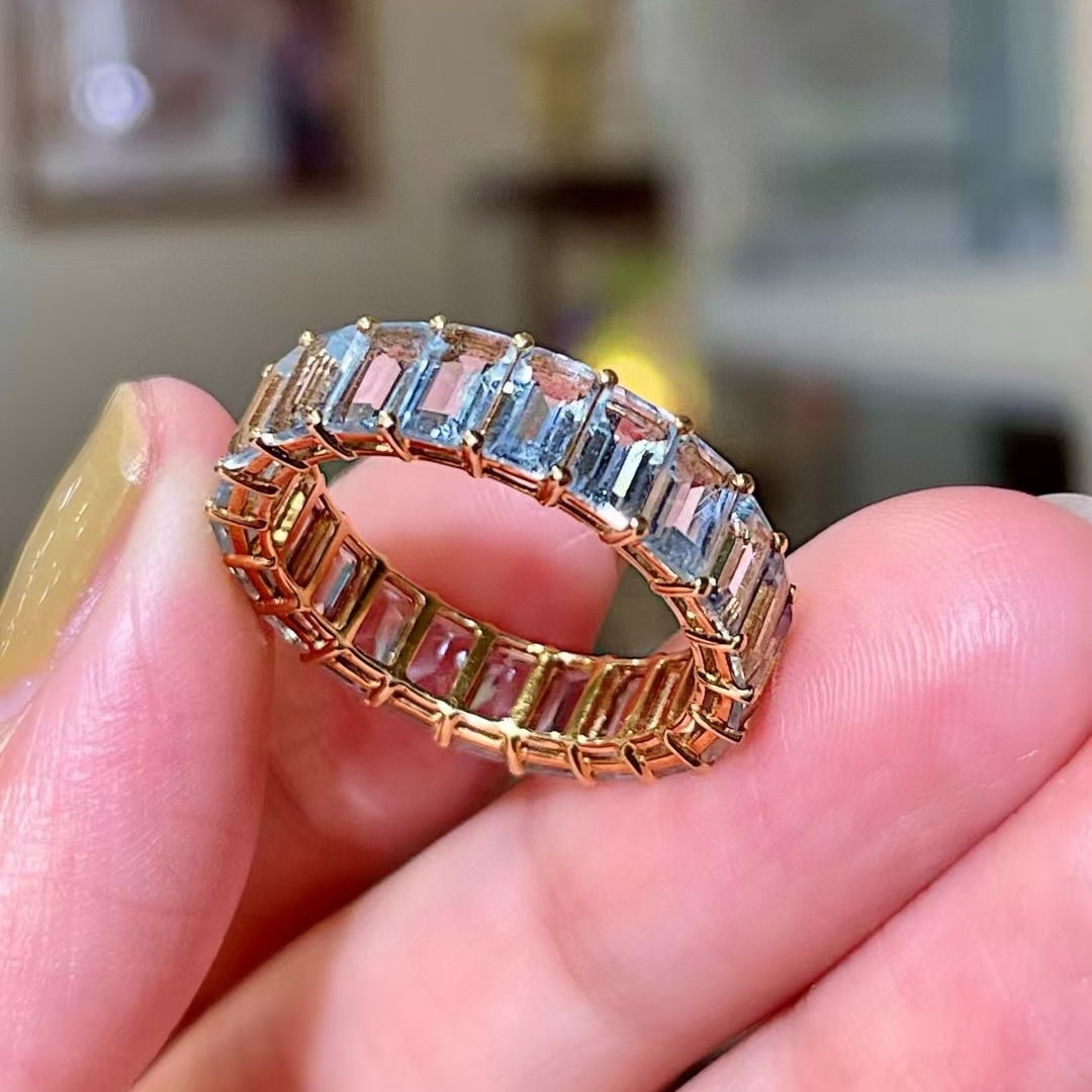 14k Gold 5.45 Ct Natural Aquamarine Ring - 3