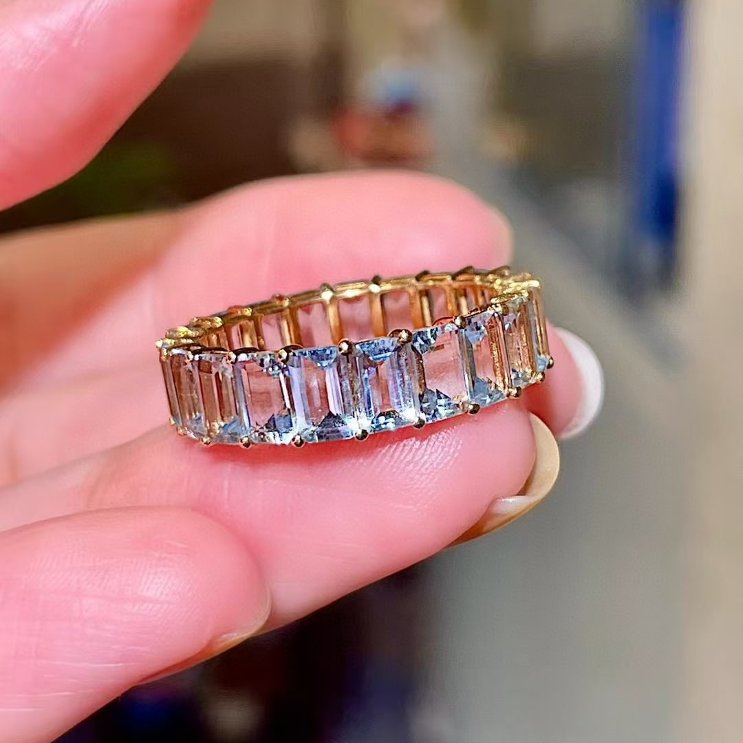14k Gold 5.45 Ct Natural Aquamarine Ring - 4
