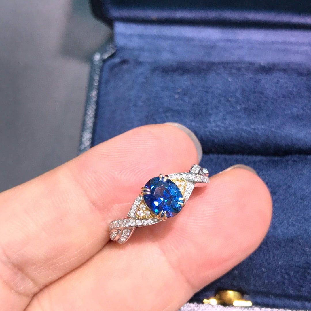 14k Gold 1.72 Ctw Natural Sapphire & Diamond Ring - 5