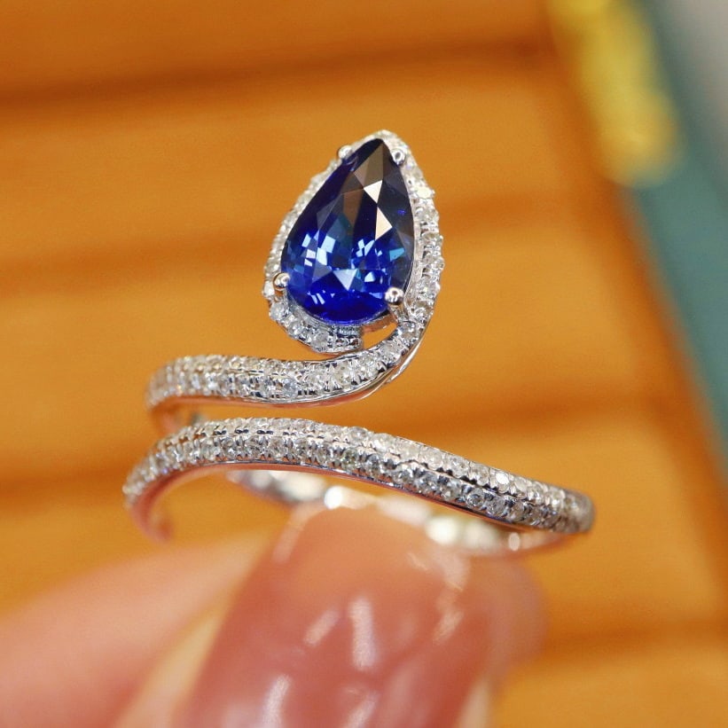 14k Gold 1.46 Ctw Natural Sapphire & Diamond Ring - 2