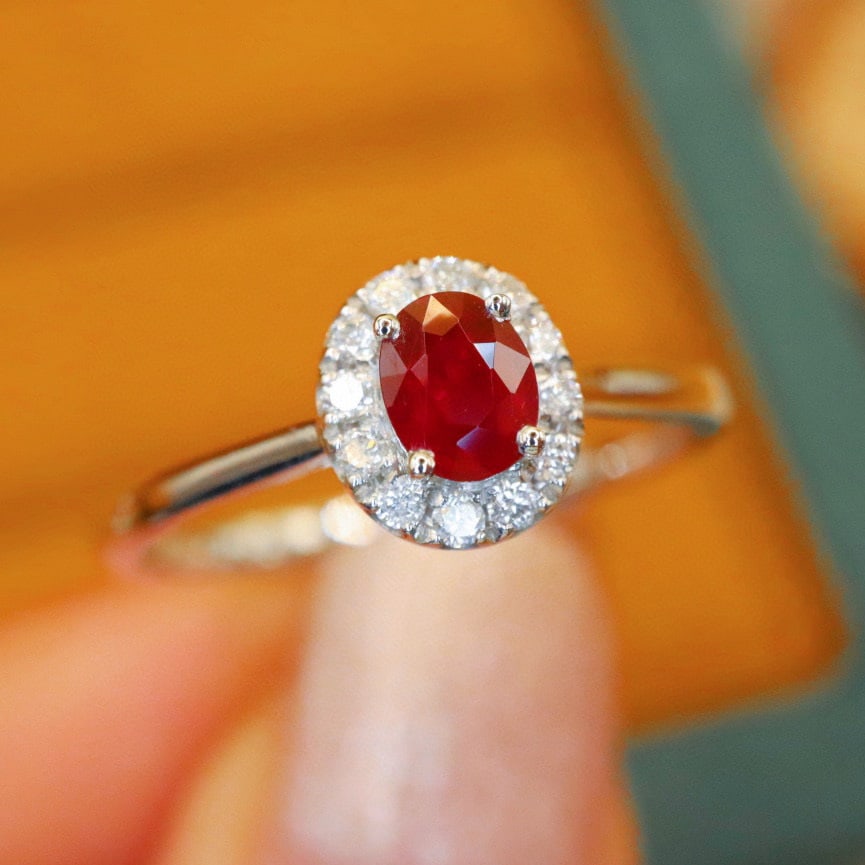 14k Gold 0.57 Ctw Natural Ruby & Diamond Ring - 3