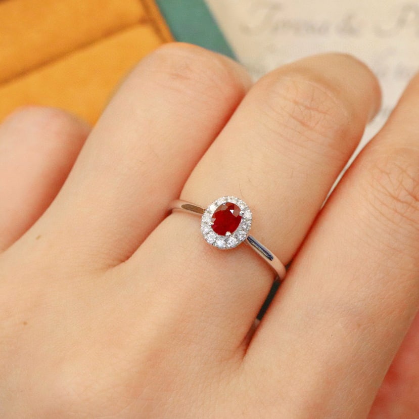 14k Gold 0.57 Ctw Natural Ruby & Diamond Ring - 5