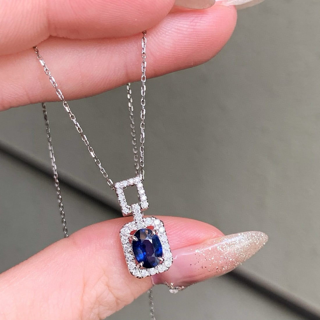 14k Gold 1.26 Ctw Natural Sapphire & Diamond Pendant( Without Chain ) - 5