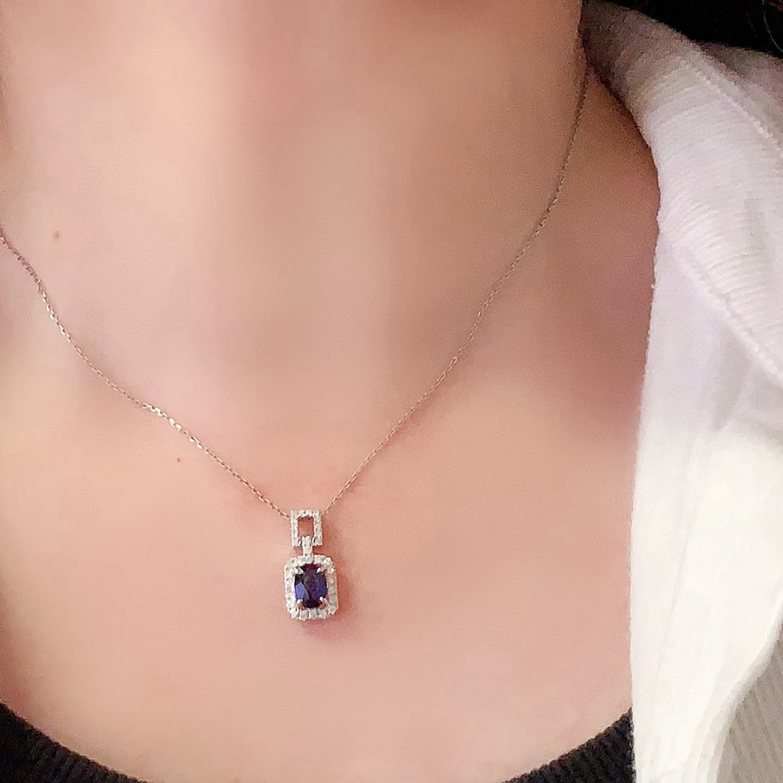 14k Gold 1.26 Ctw Natural Sapphire & Diamond Pendant( Without Chain ) - 7