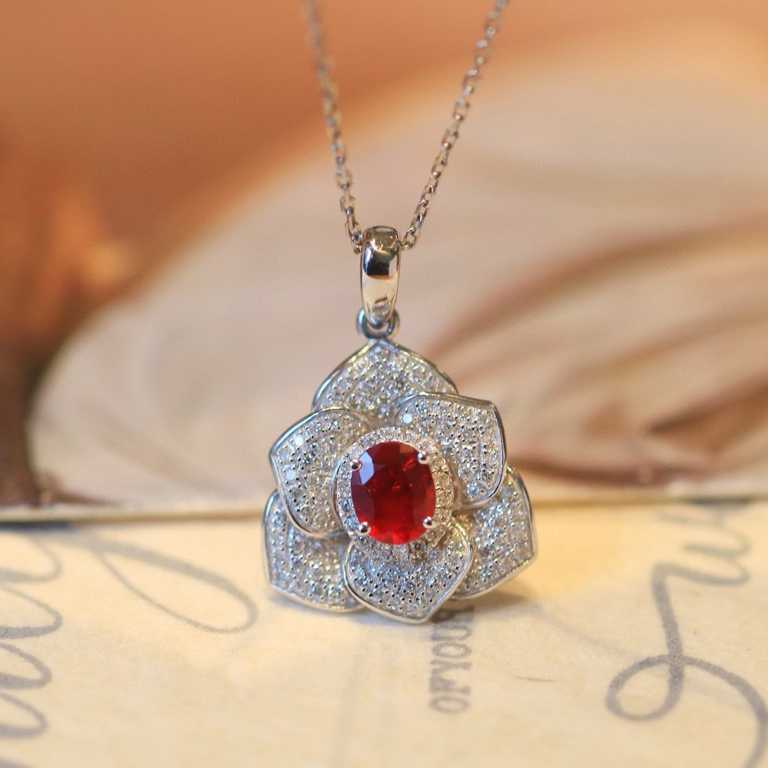 14k Gold 0.83 Ctw Vivid Red Natural Ruby & Diamond Pendant( Without Chain ): Ref:230968133 // gold content:14k gold // main gemstone:ruby // shape:oval // carat weight:0. 5ct // color:vivid red // treatment:natural // // adjacent gemstone 2 : diamond // shape:round // carat