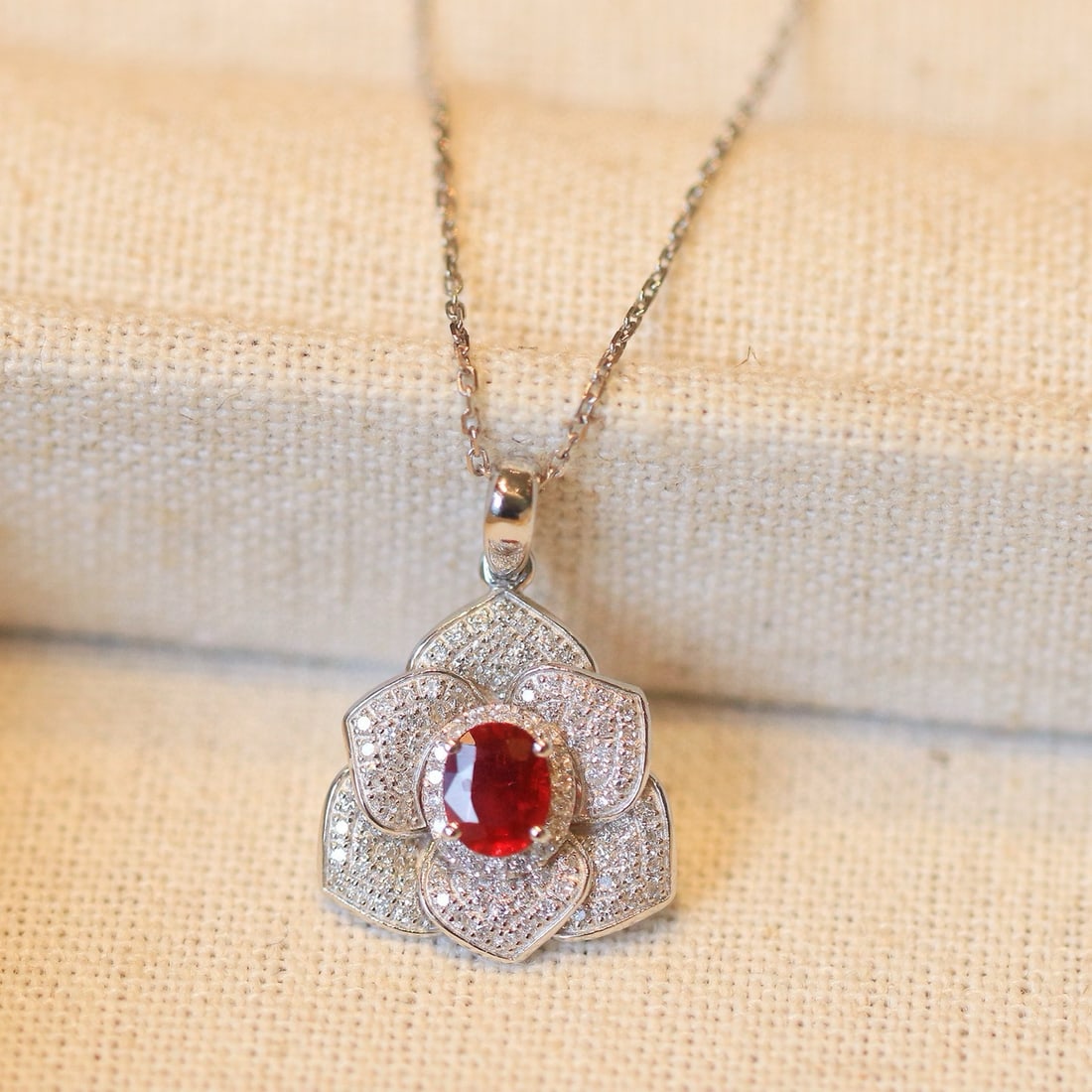14k Gold 0.83 Ctw Vivid Red Natural Ruby & Diamond Pendant( Without Chain ) - 2