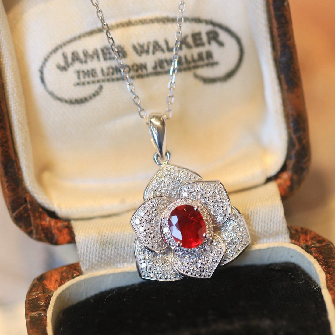 14k Gold 0.83 Ctw Vivid Red Natural Ruby & Diamond Pendant( Without Chain ) - 3
