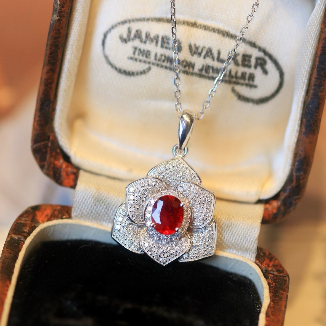 14k Gold 0.83 Ctw Vivid Red Natural Ruby & Diamond Pendant( Without Chain ) - 4
