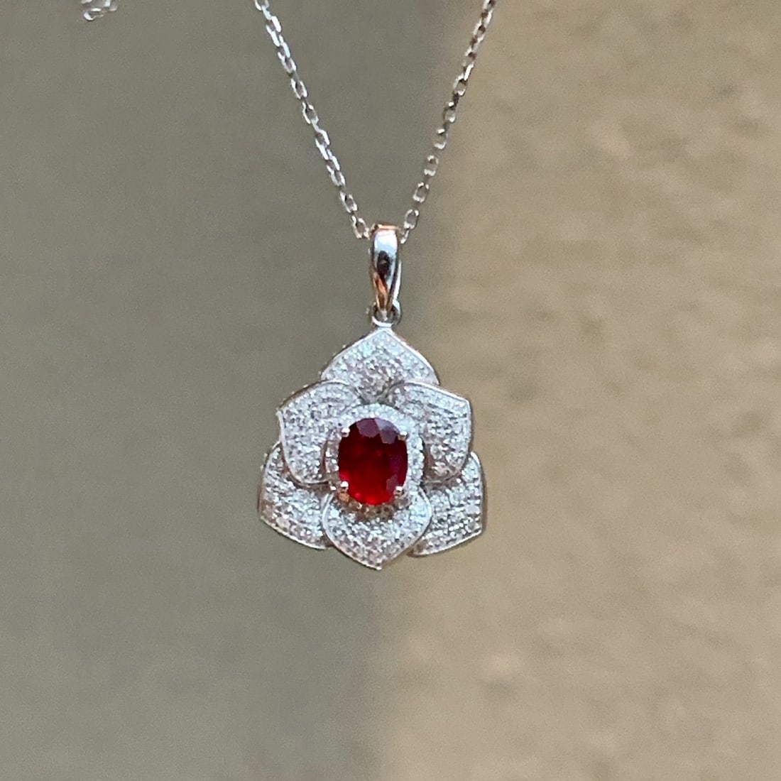 14k Gold 0.83 Ctw Vivid Red Natural Ruby & Diamond Pendant( Without Chain ) - 6