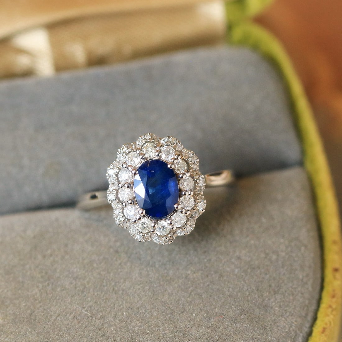 14k Gold 1.61 Ctw Natural Sapphire & Diamond Ring - 3