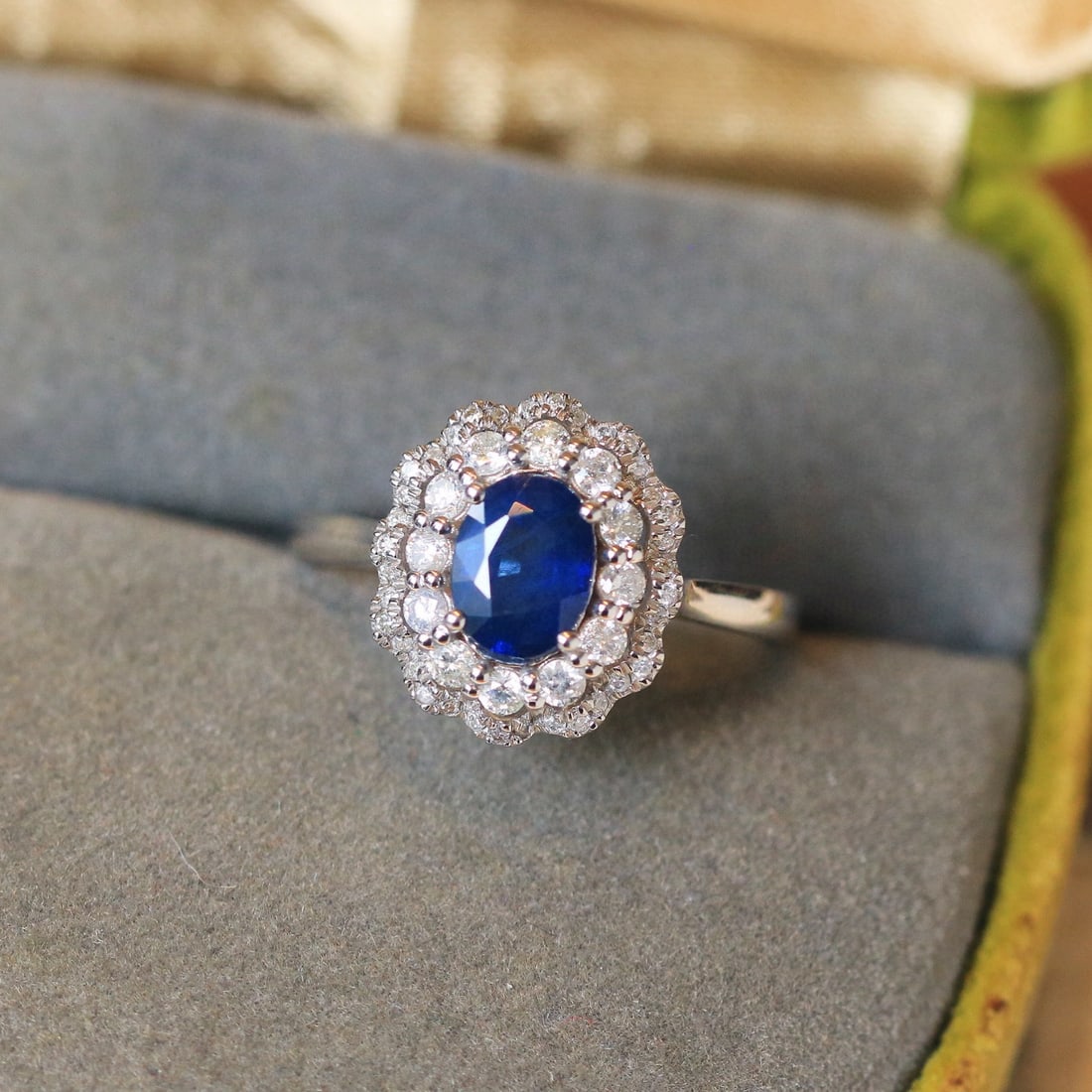 14k Gold 1.61 Ctw Natural Sapphire & Diamond Ring - 4