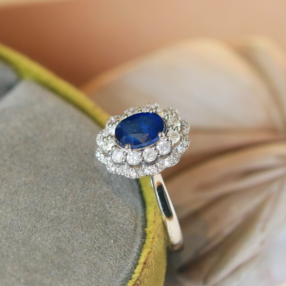 14k Gold 1.61 Ctw Natural Sapphire & Diamond Ring - 5