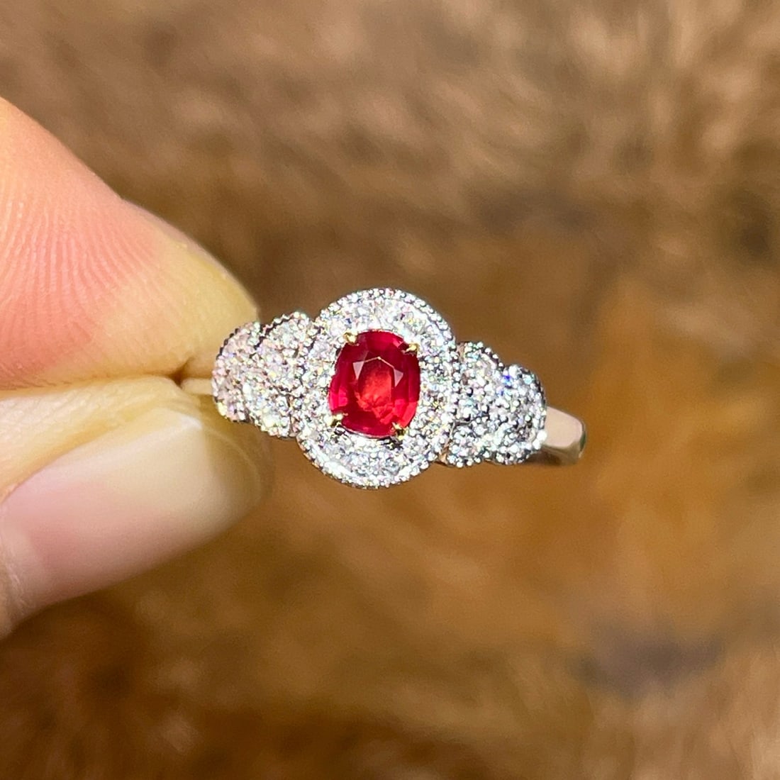 14k Gold 0.55 Ctw Natural Ruby & Diamond Ring - 2