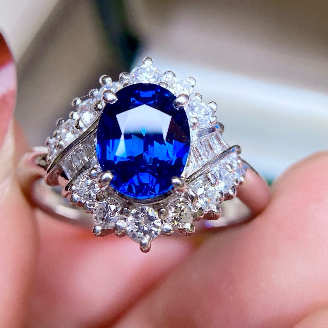 14k Gold 2.32 Ctw Natural Sapphire & Diamond Ring - 3