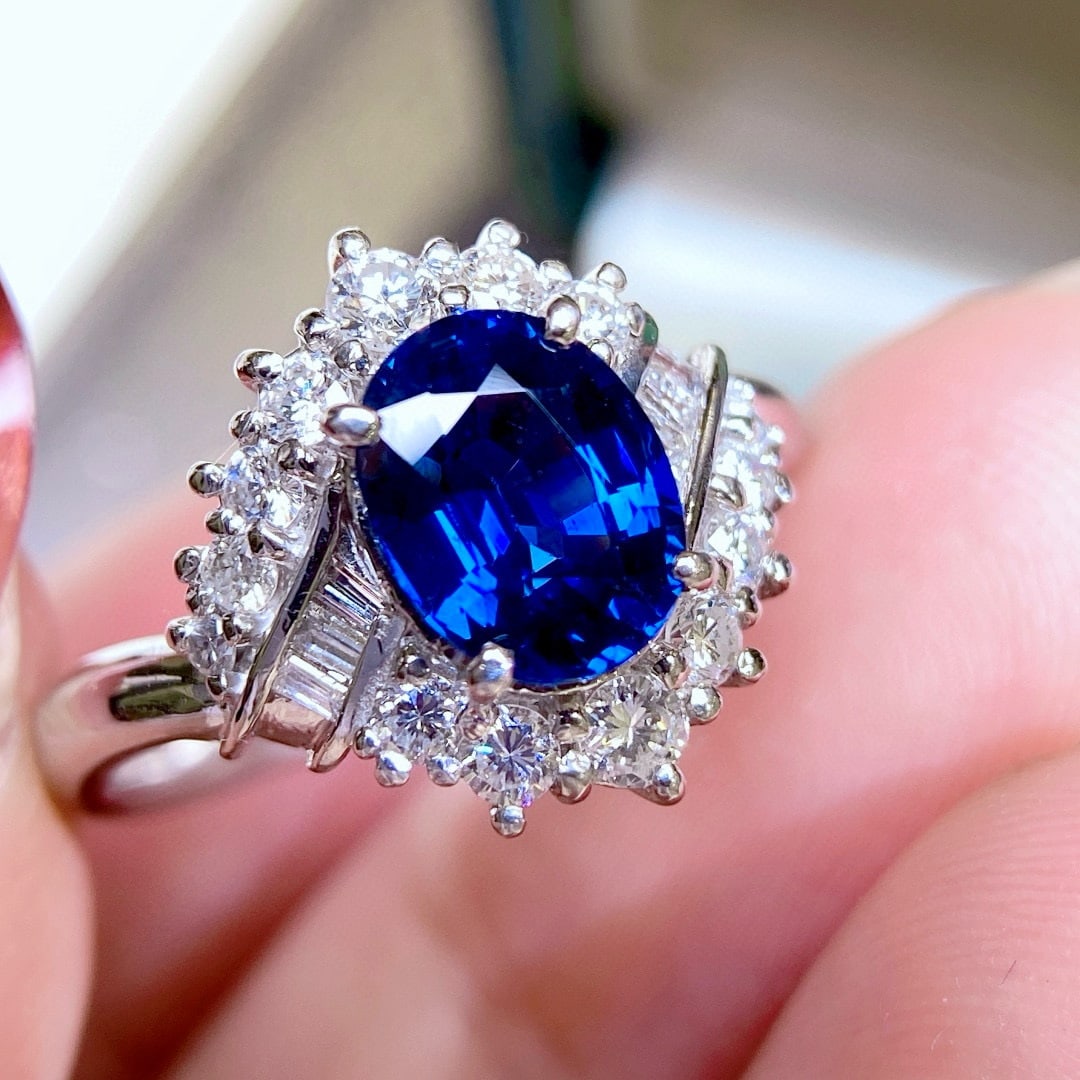 14k Gold 2.32 Ctw Natural Sapphire & Diamond Ring - 4